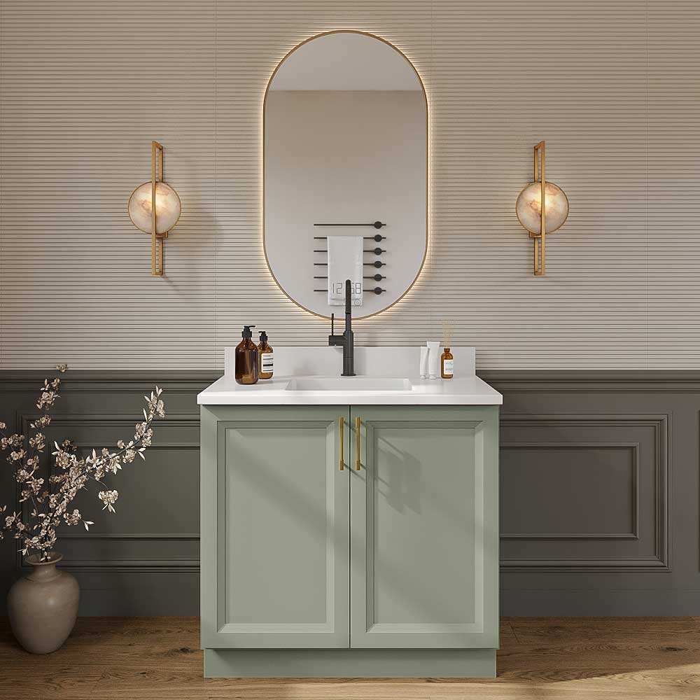 Timber Green Vanity Full Height Door Sink Base Cabinet - 36"W x 34-1/2"H x 21"D