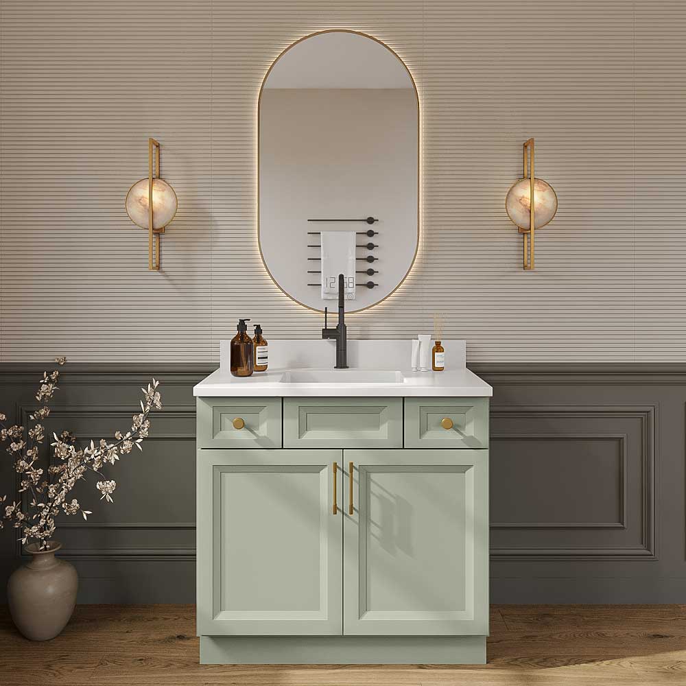 Timber Green Vanity Sink Combo Base Cabinet - 36"W X 21"D X 34-1/2"H