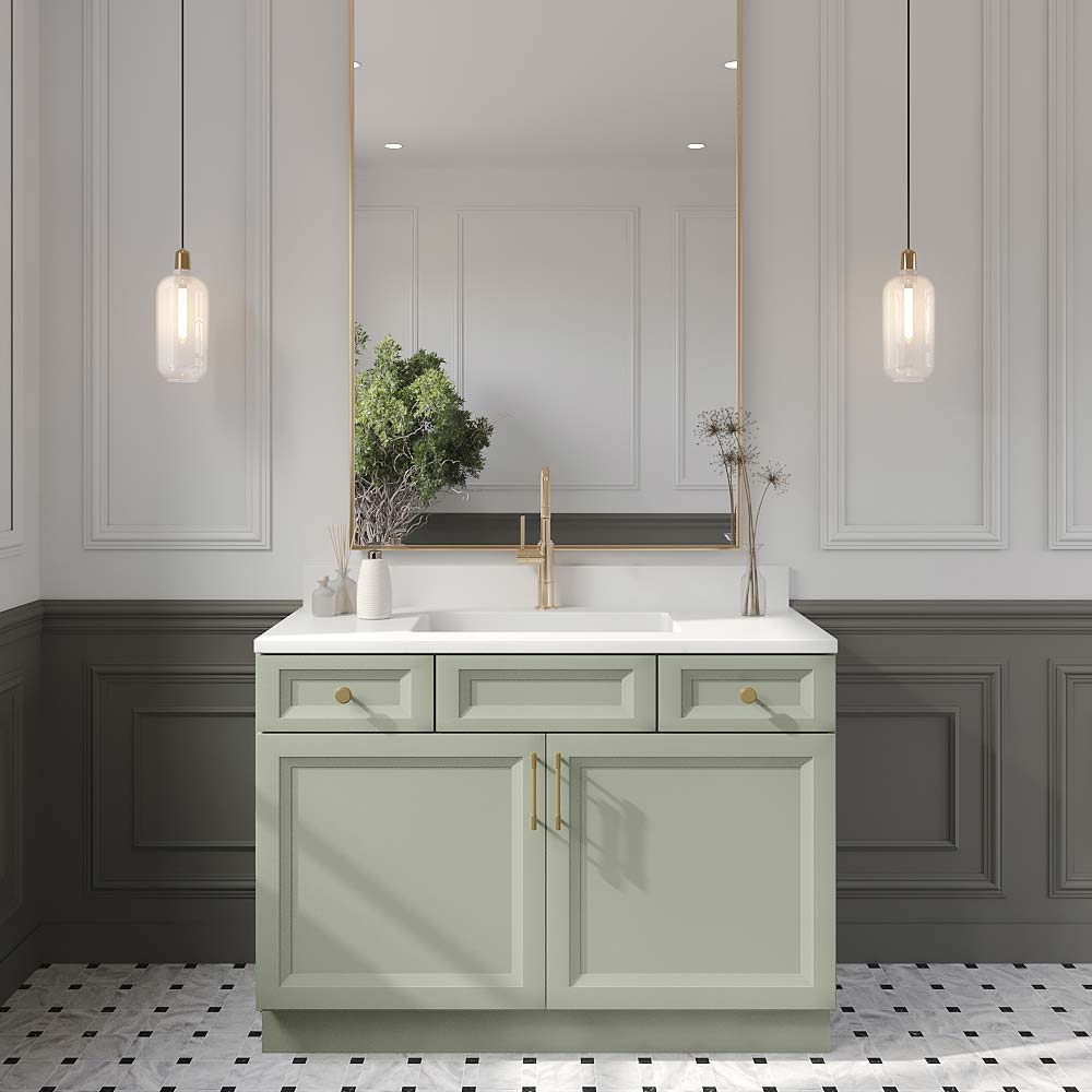 Timber Green Vanity Sink Combo Base Cabinet - 48"W X 21"D X 34-1/2"H