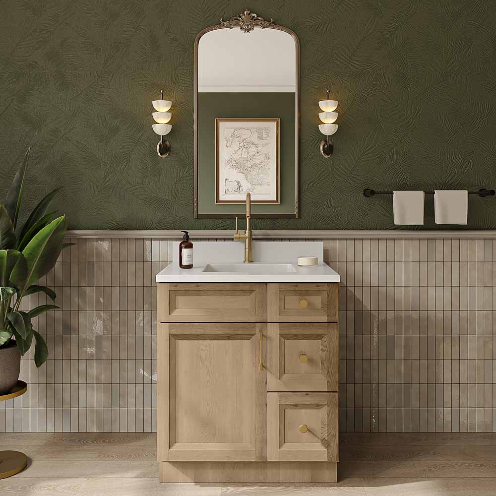 Timber Toffee Vanity Sink Base - 30"W X 21"D X 34-1/2"H (Right)