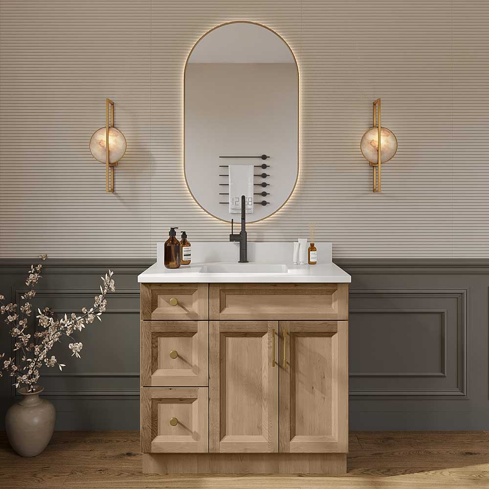 Timber Toffee Vanity Sink Base - 36"W X 21"D X 34-1/2"H (Left)