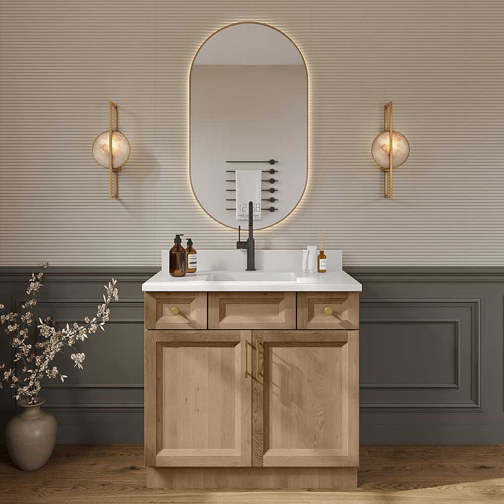 Timber Toffee Vanity Sink Combo Base Cabinet - 36"W X 21"D X 34-1/2"H