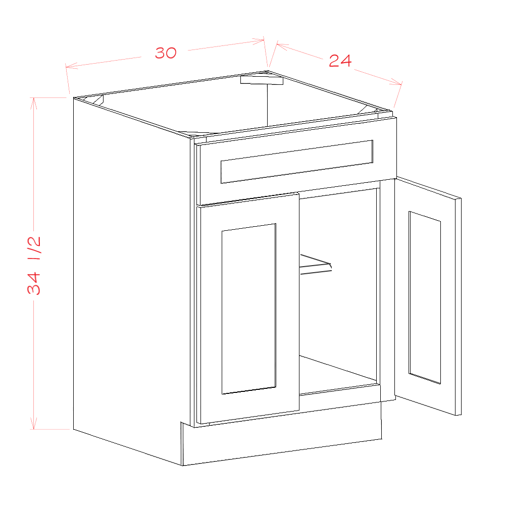 Timber Toffee Vanity Sink Combo Base Cabinet - 42"W X 21"D X 34-1/2"H