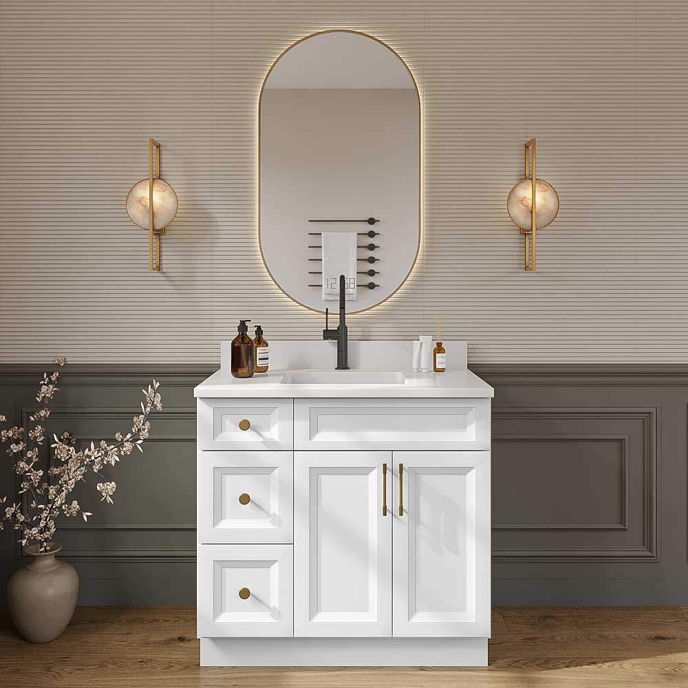 Timber White Vanity Sink Base - 36"W X 21"D X 34-1/2"H (Left)