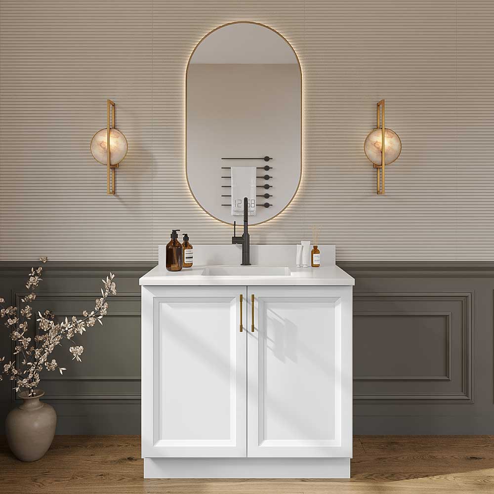 Timber White Vanity Full Height Door Sink Base Cabinet - 36"W x 34-1/2"H x 21"D