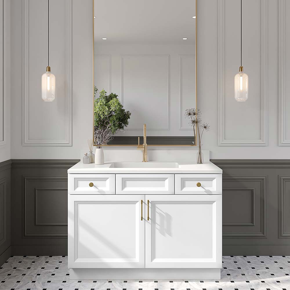Timber White Vanity Sink Combo Base Cabinet - 48"W X 21"D X 34-1/2"H