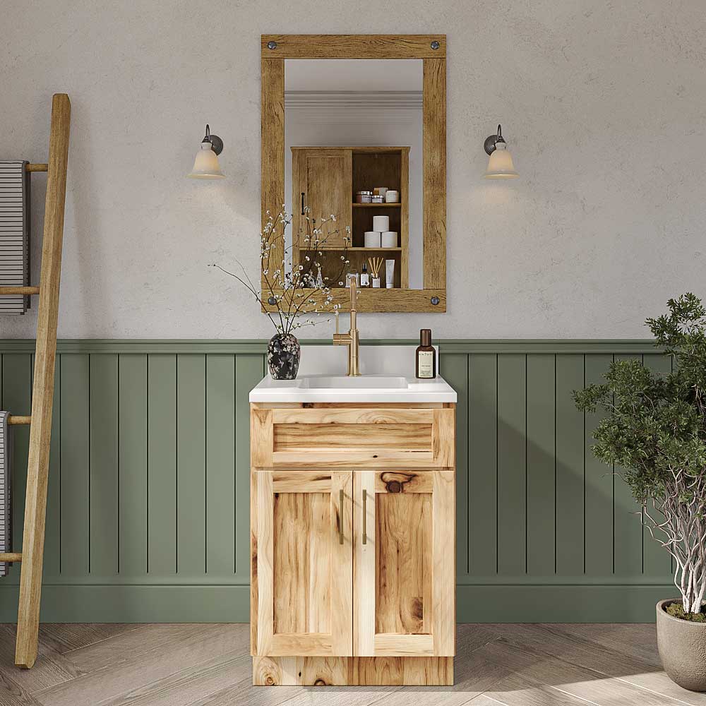 Shaker Hickory Double Door Vanity - 24" W x 34.5" H x 21" D