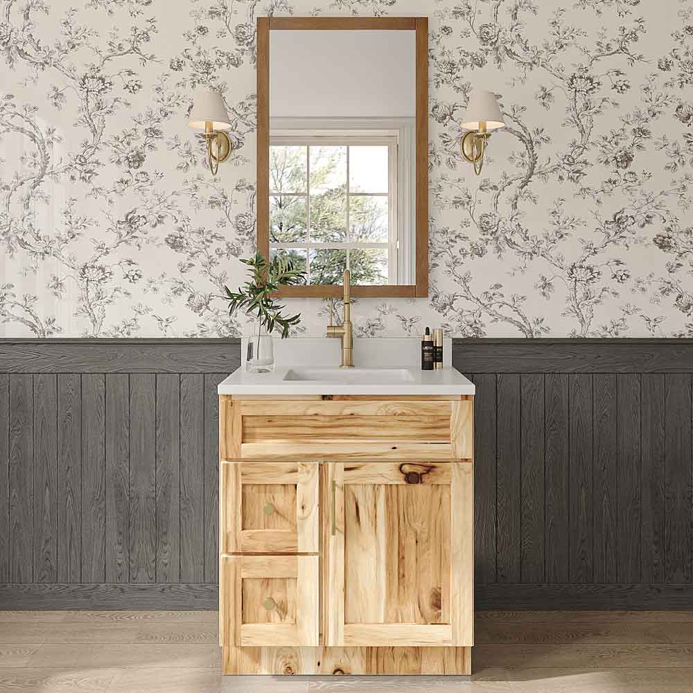 Shaker Hickory Vanity Combo Cab - Drw Left - 30" W x 21" D