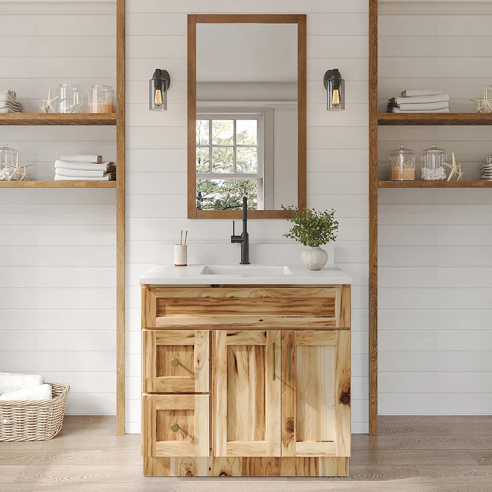 Shaker Hickory Vanity Combo Cab - Drw Left - 36" W x 21" D