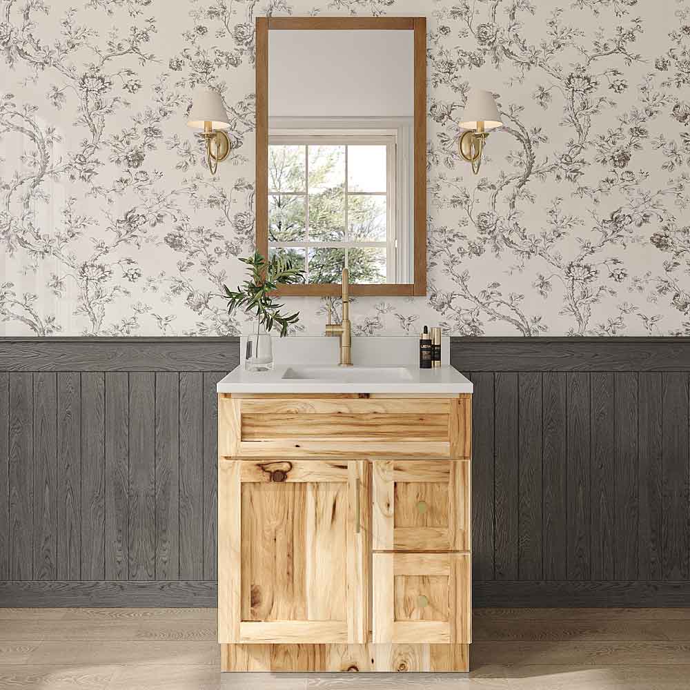 Shaker Hickory Vanity Combo Cab - Drw Right - 30" W x 21" D