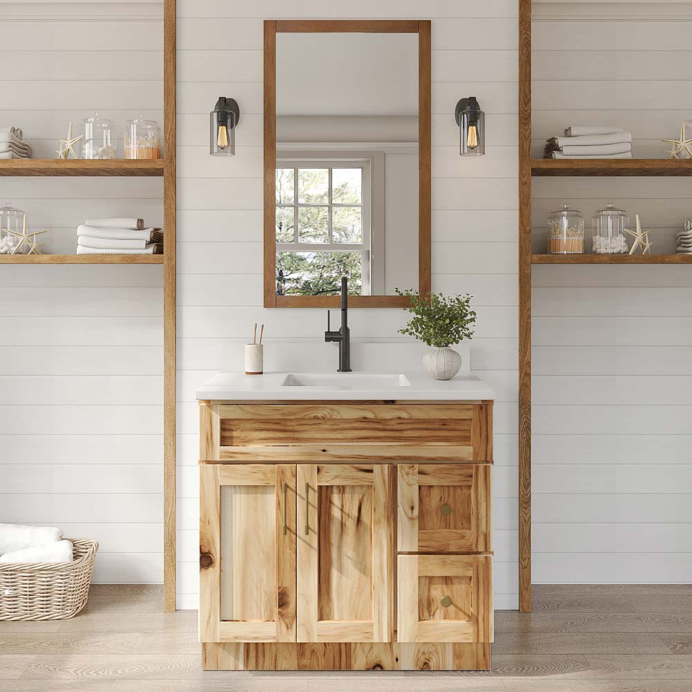 Shaker Hickory Vanity Combo Cab - Drw Right - 36" W x 21" D