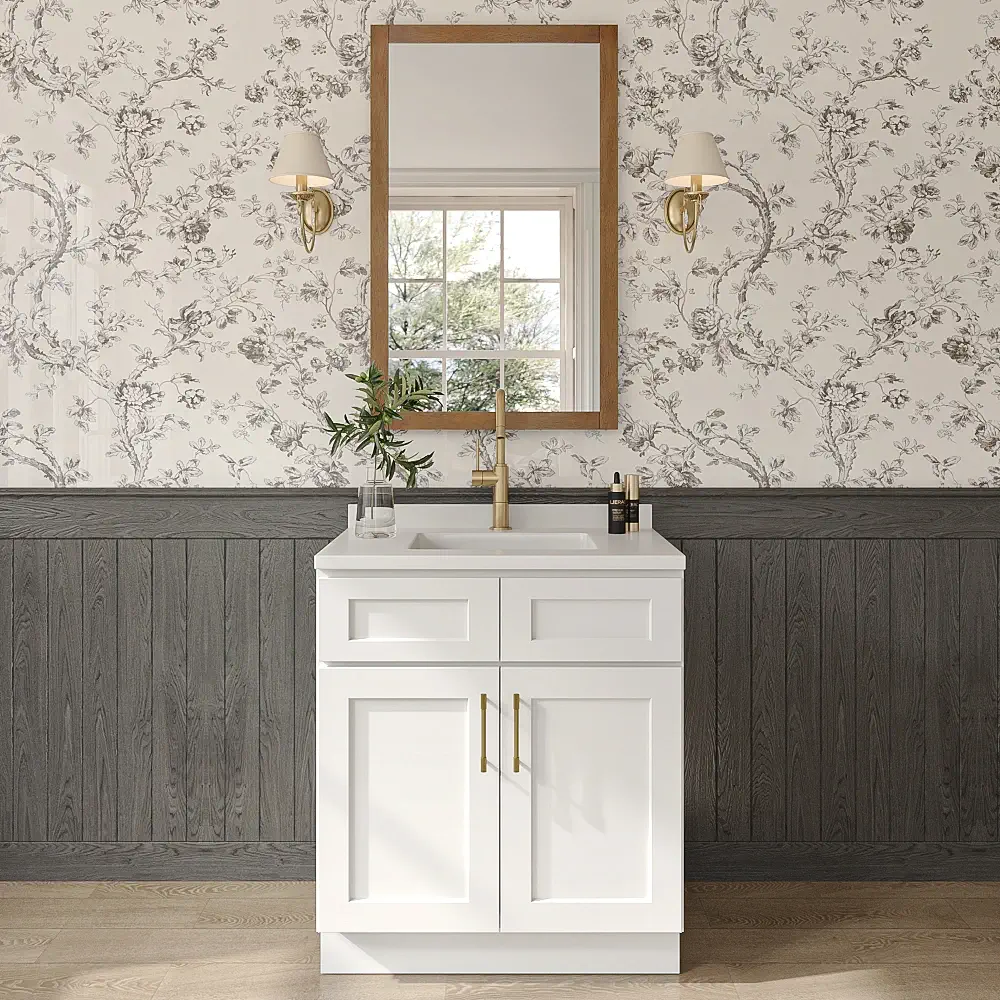 Weston White Shaker Double Door Vanity Cabinet - 30"W x 34-1/2"H