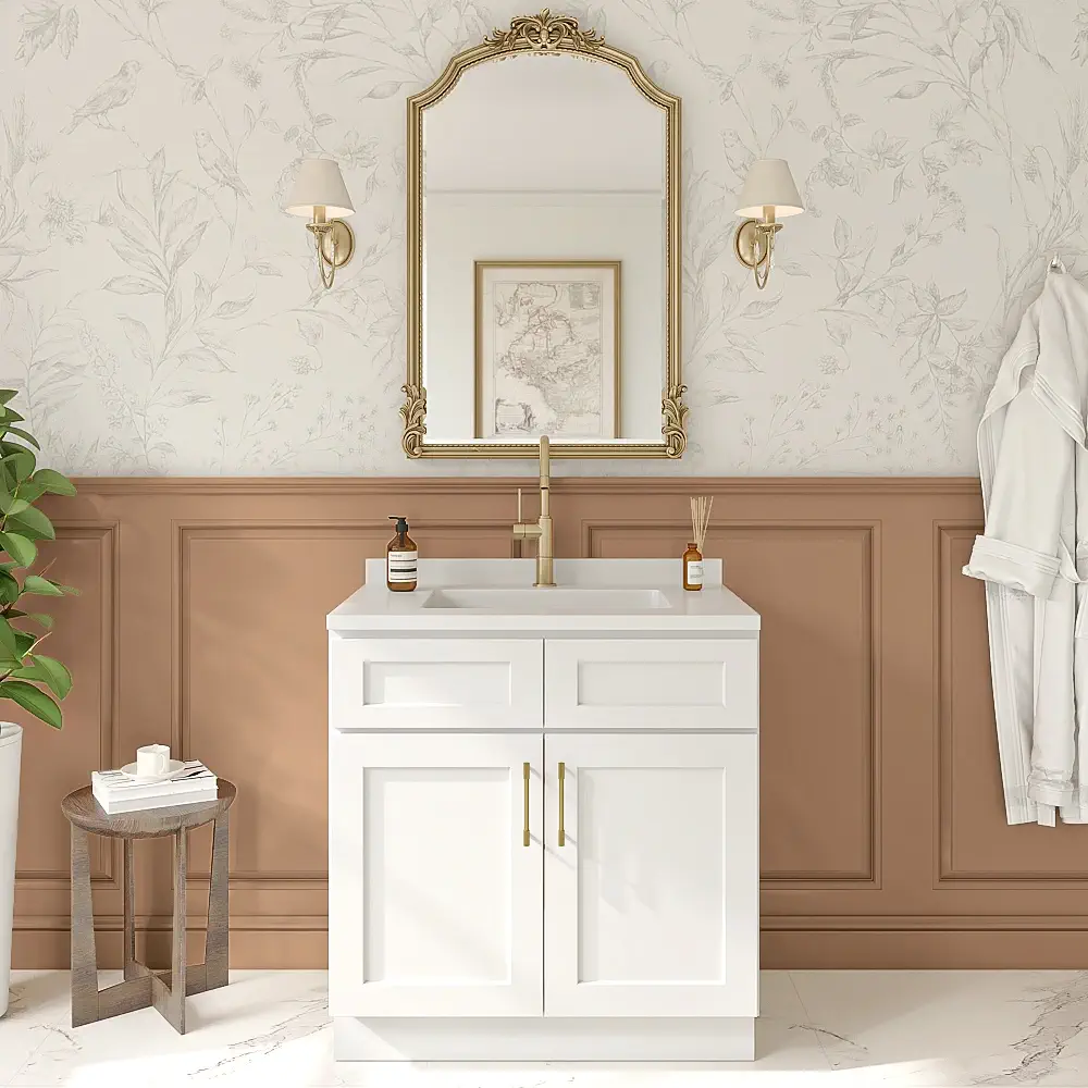 Weston White Shaker Double Door Vanity Cabinet - 33"W x 34-1/2"H