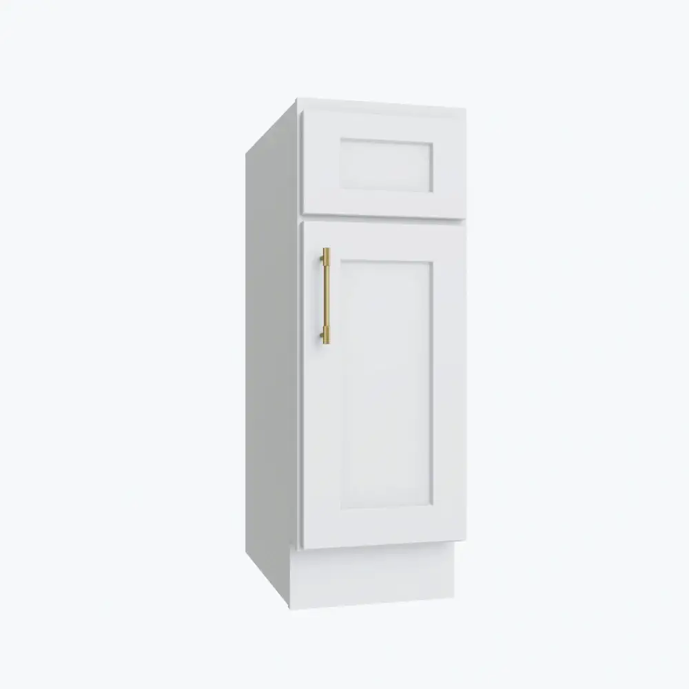 Weston White Shaker Single Door Base Vanity Cabinet - 12"W x 34-1/2"H