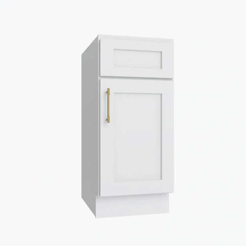 Weston White Shaker Single Door Base Vanity Cabinet - 15"W x 34-1/2"H