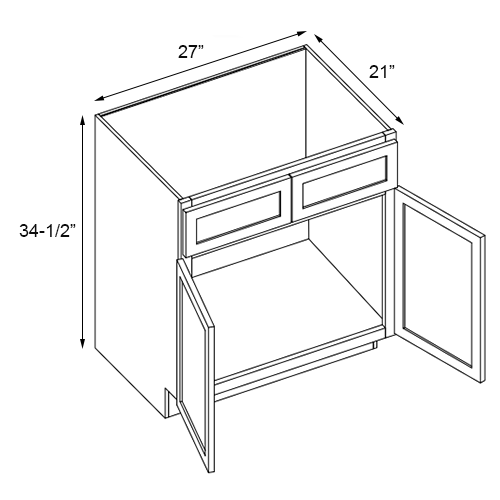 Easton White Slab Double Door Vanity Cabinet - 27"W x 34-1/2"H