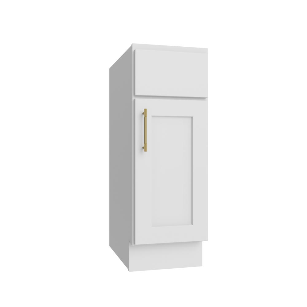 Easton White Slab Single Door Base Vanity Cabinet - 12"W x 34-1/2"H