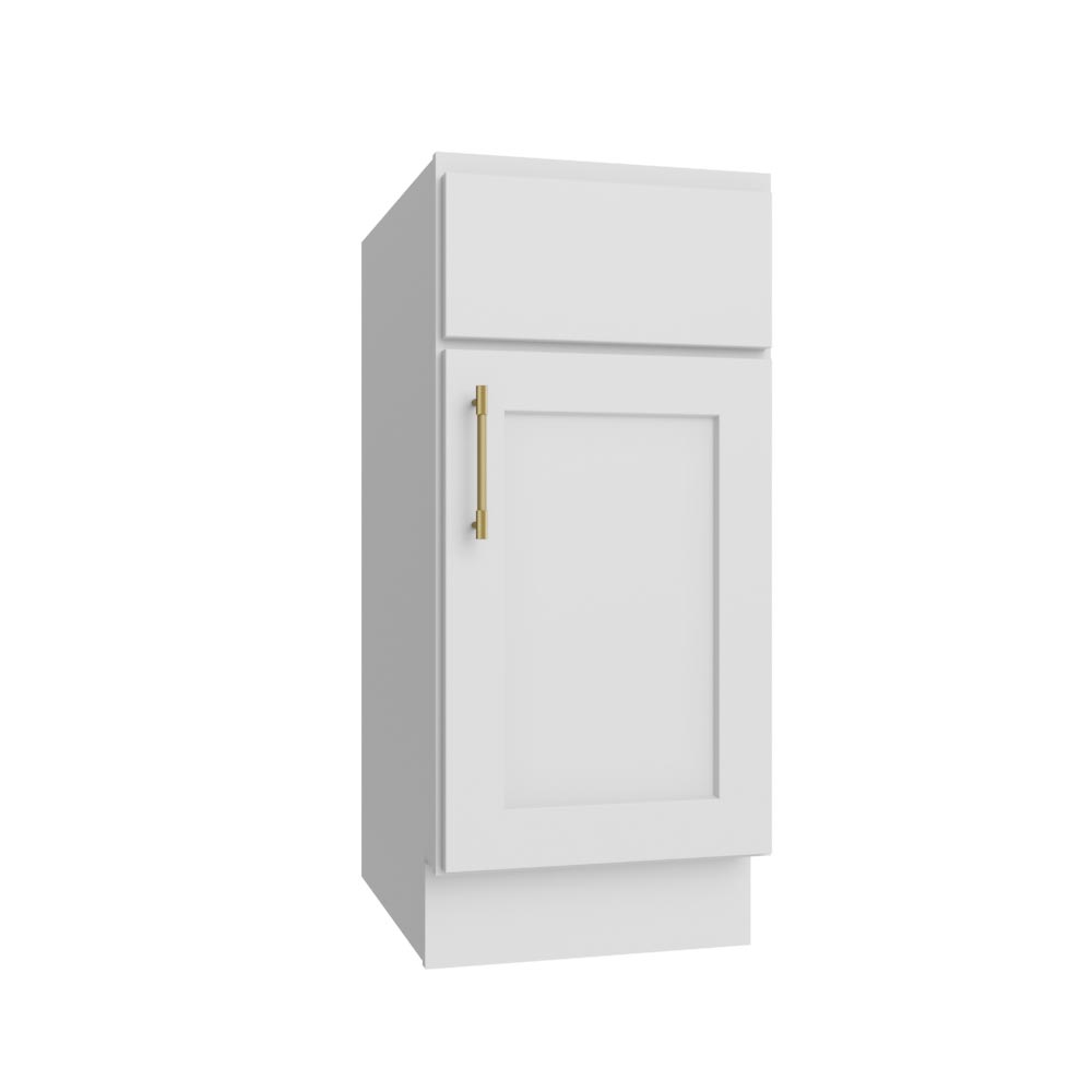 Easton White Slab Single Door Base Vanity Cabinet - 15"W x 34-1/2"H