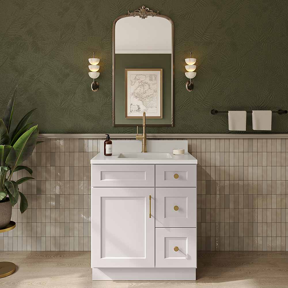 Gunnison Shaker Vanity Sink Base  - 30"W X 21"D X 34-1/2"H (Right)