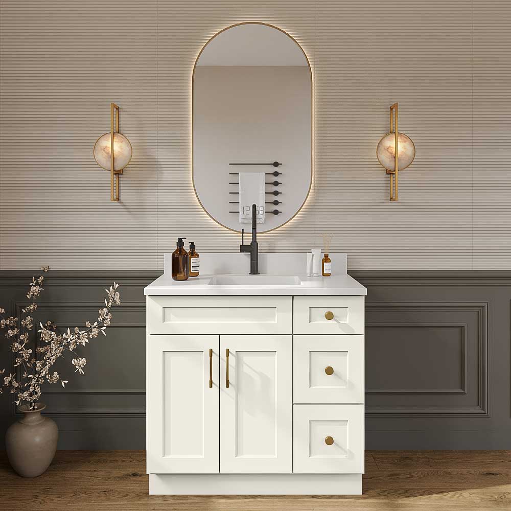 Artisan Shaker Vanity Sink Base  - 36"W X 21"D X 34-1/2"H (Right)