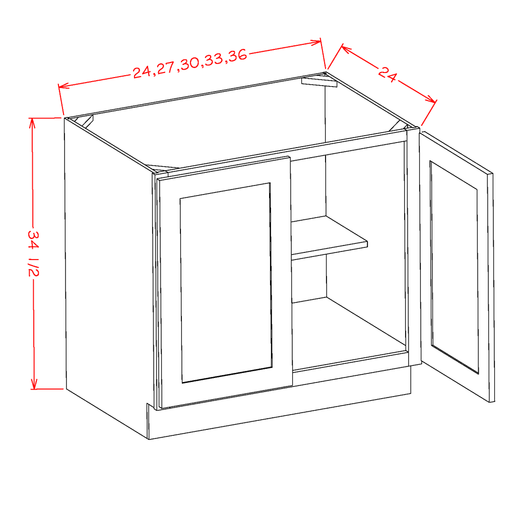Cinder Shaker Double Door Vanity Sink Base - 30"