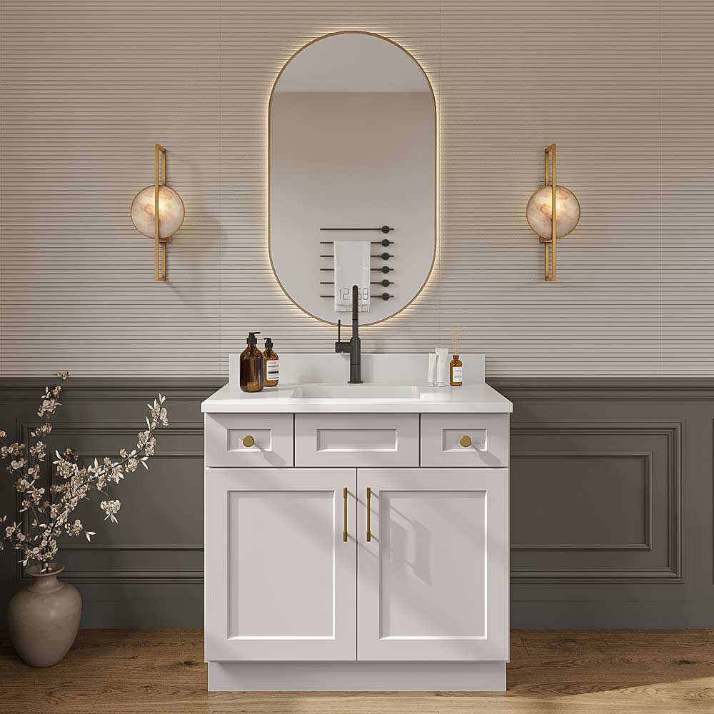 Gunnison Shaker Vanity Sink Combo Base Cabinet - 36"W X 21"D X 34-1/2"H