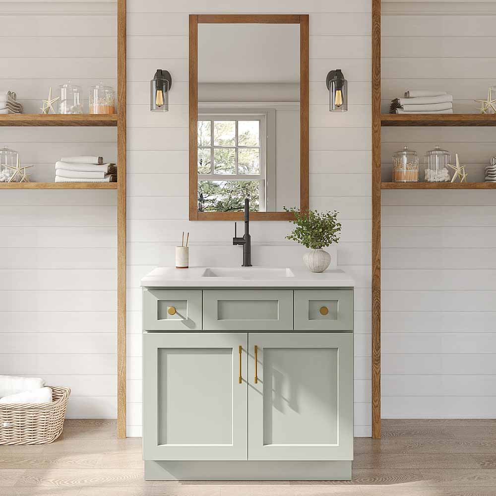 Sage Green Shaker Vanity Sink Base - 36" W