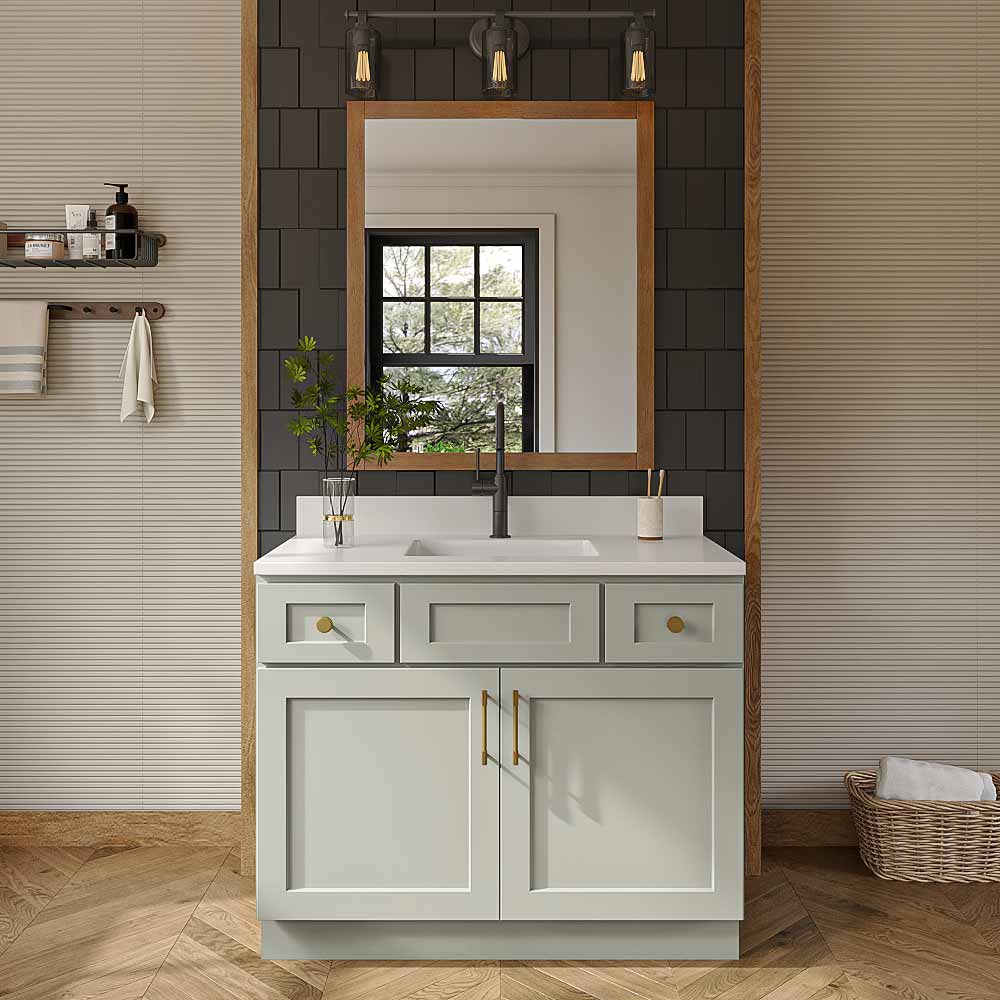 Sage Green Shaker Vanity Sink Base - 42" W