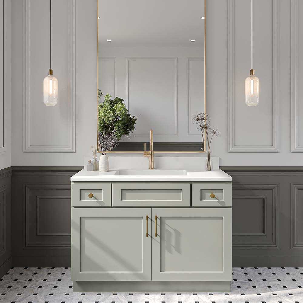 Sage Green Shaker Vanity Sink Base - 48" W