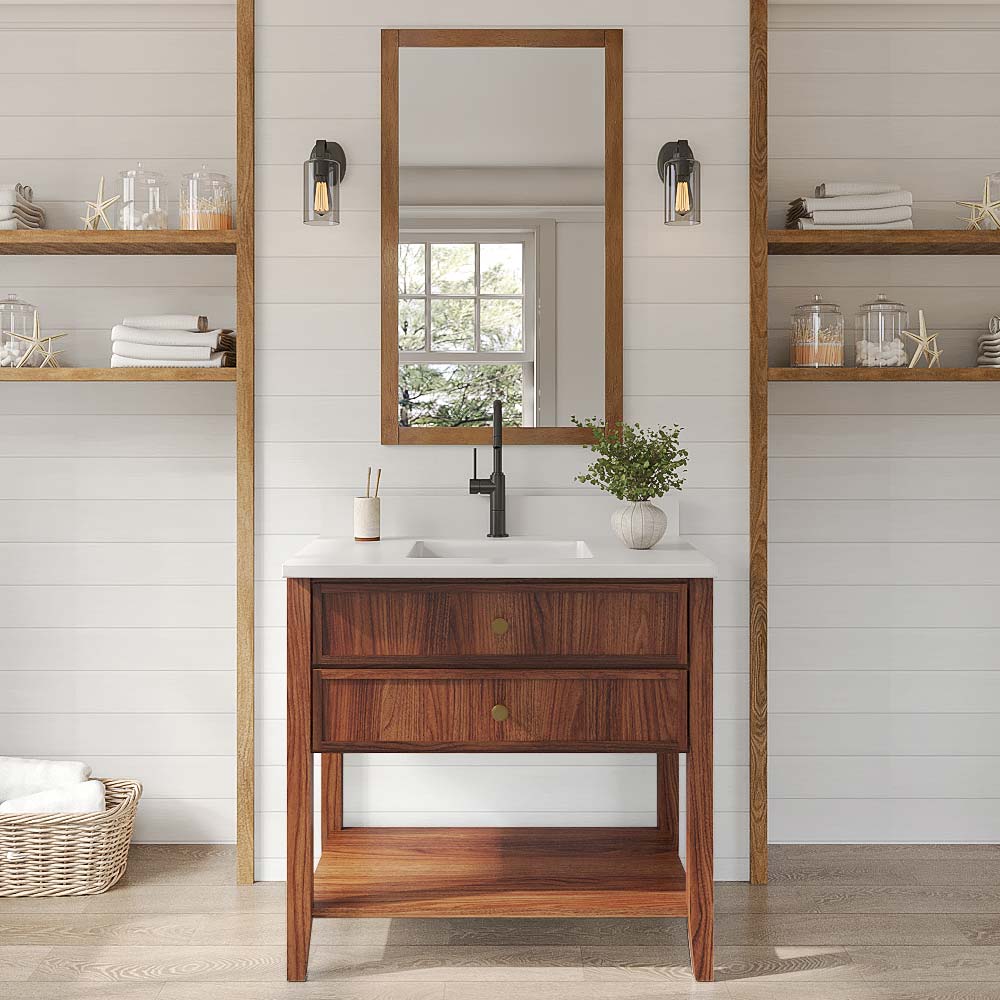 Slim Walnut Shaker Bathroom Vanities