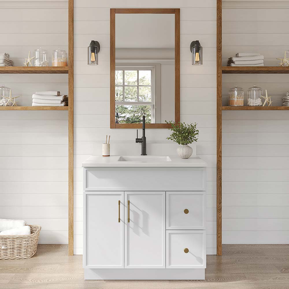 Slim White Shaker Bathroom Vanities