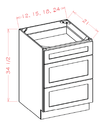 Timber White Vanity Drawer Base Cabinet - 24"W