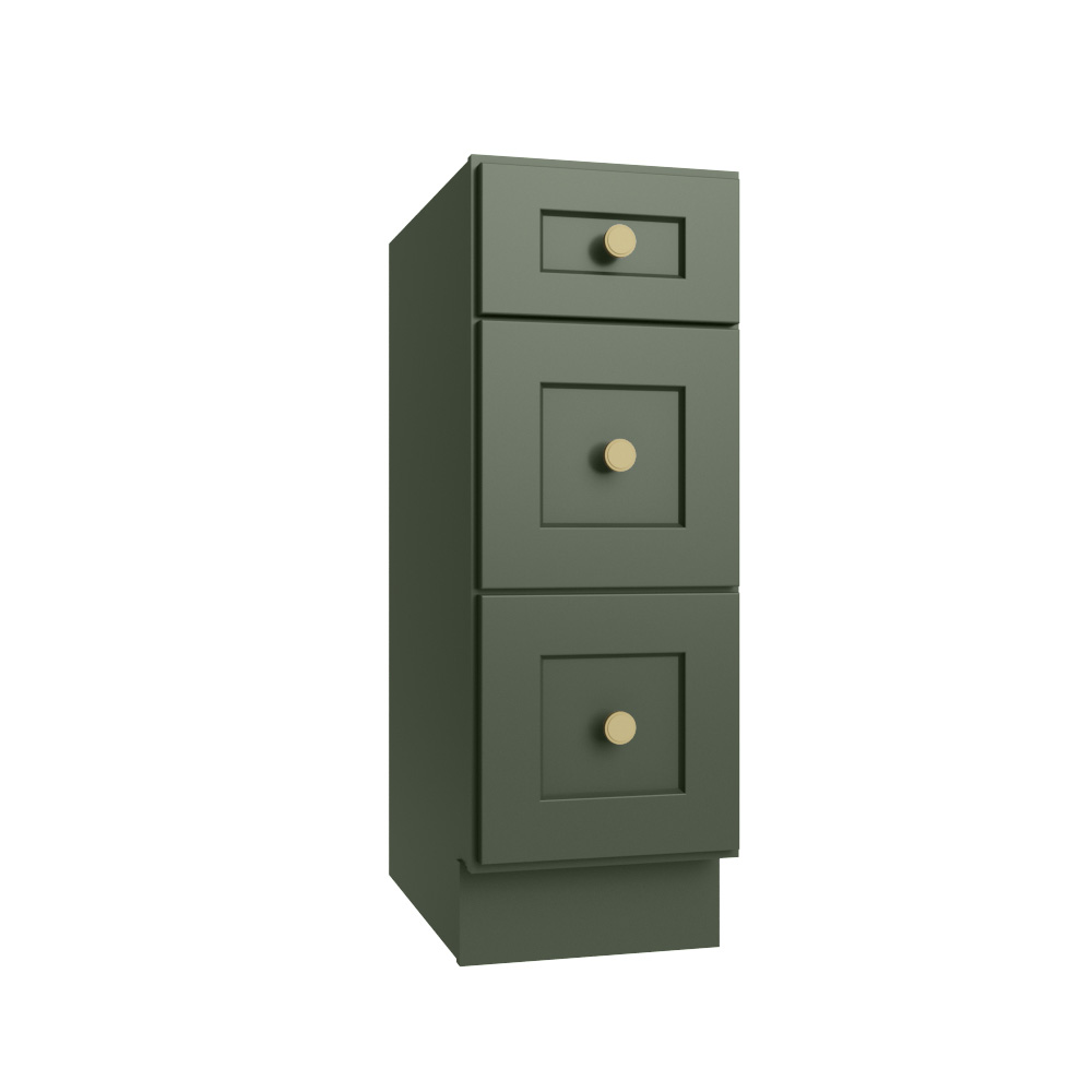 Steel Green Shaker Vanity Drawer Base Cabinet - 12"W