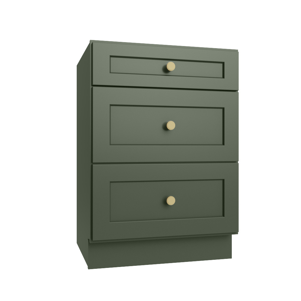 Steel Green Shaker Vanity Drawer Base Cabinet - 24"W