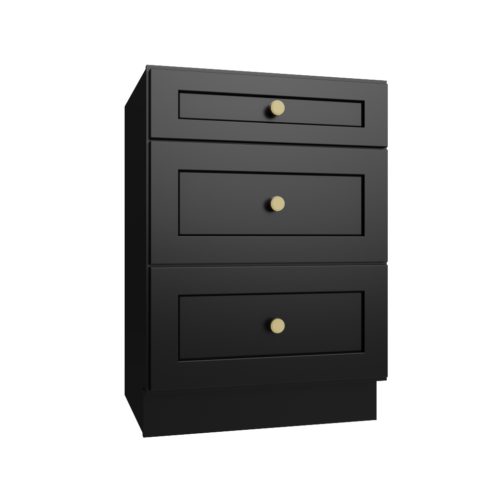 Black Shaker Vanity Drawer Base Cabinet - 24"W