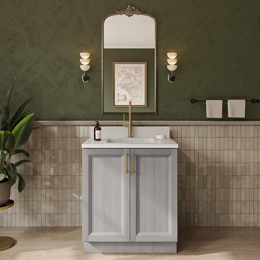 Timber Mist Vanity Full Height Door Sink Base Cabinet - 33"W x 34-1/2"H x 21"D