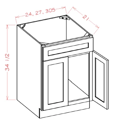 Timber Mist Vanity Sink Base Cabinet - 33"W X 21"D X 34-1/2"H