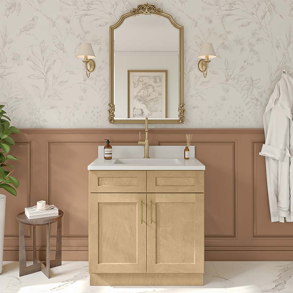Natural Shaker Vanity Sink Base Cabinet - 36"W X 21"D X 34-1/2"H