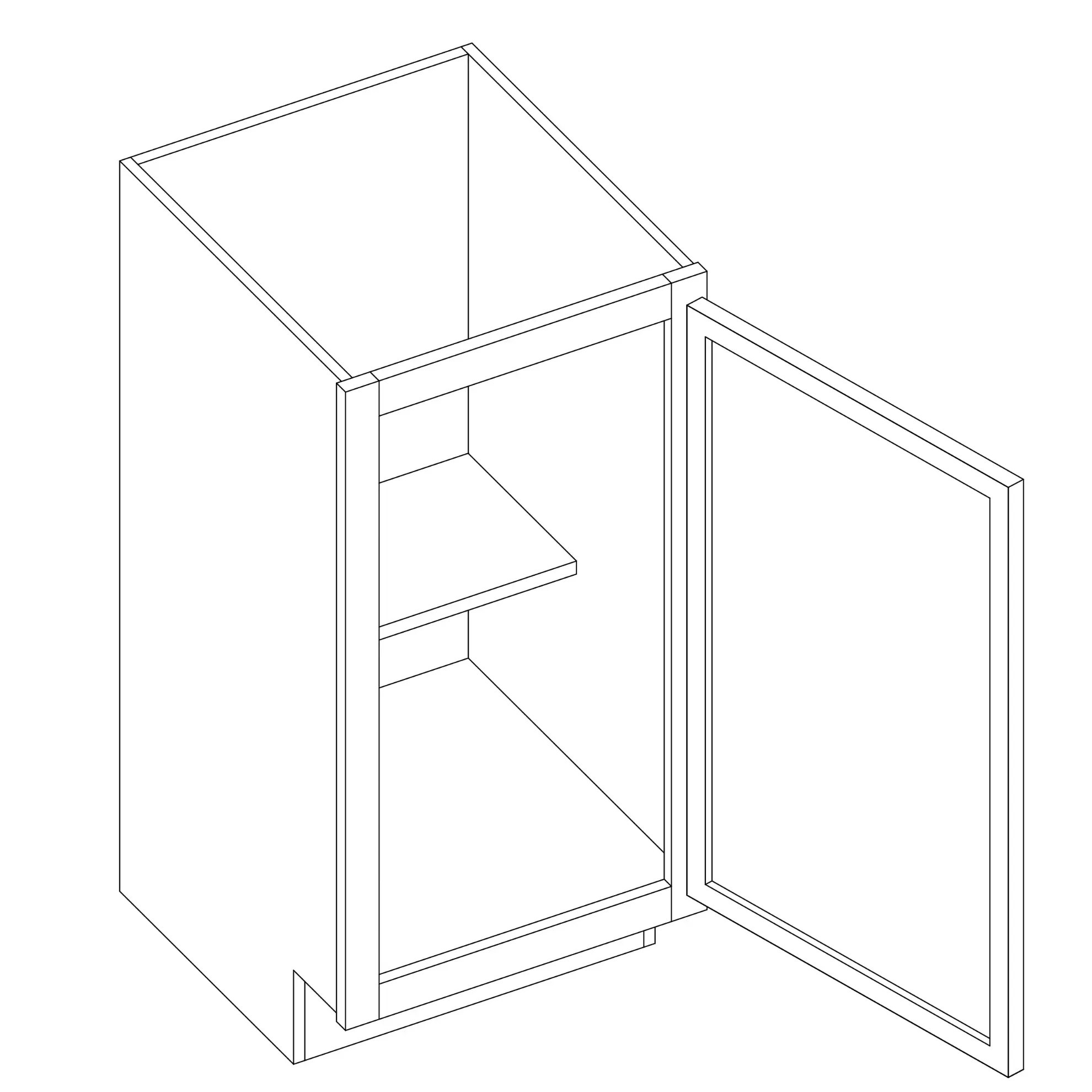Primary White Single Door Standard Base Cabinet - 12" W - Reduced Height