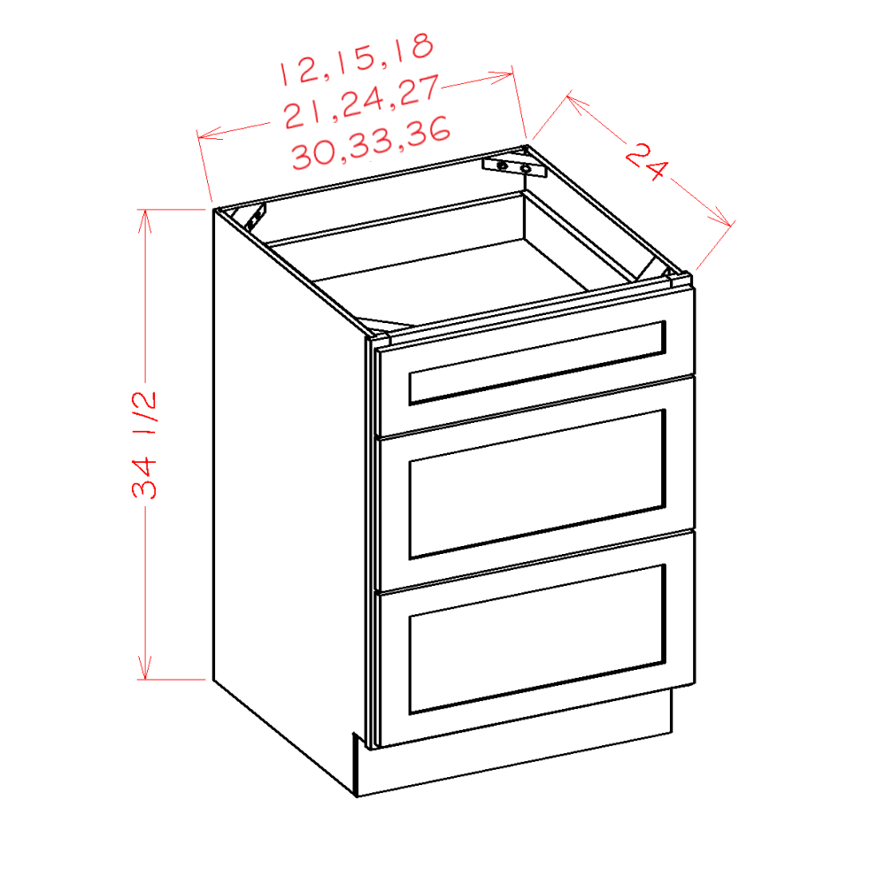 Timber Sand Drawer Base Cabinet - 36"W