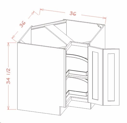 Timber Sand Lazy Susan Cabinet - 36"W X 34-1/2"H