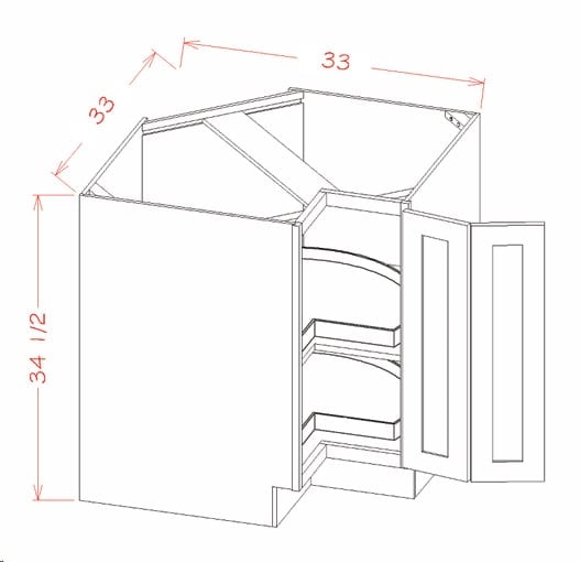 Timber Sand Lazy Susan Cabinet - 33"W X 34-1/2"H