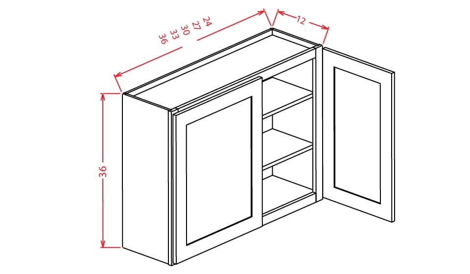 Timber Sand Wall Cabinet - 33"W X 36"H X 12"D