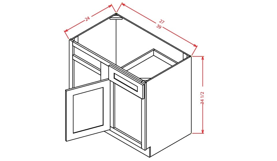 Timber Sand Blind Base Corner Cabinet - 27"W X 24"D X 34-1/2"