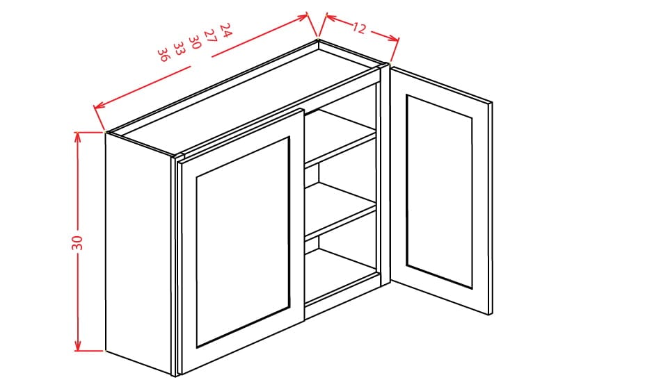 Timber Sand Wall Cabinet - 33"W X 30"H X 12"D