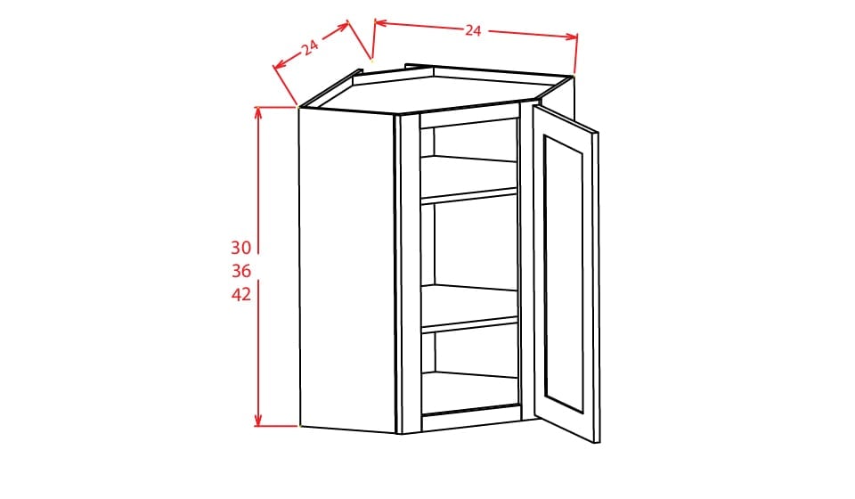 Timber Sand Wall Diagonal Corner Cabinet - 24"W X 30"H X 12"D