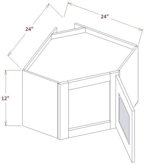 Timber Sand Wall Diagonal Glass Door Corner Cabinet- 24"W X 12"H X 12"D
