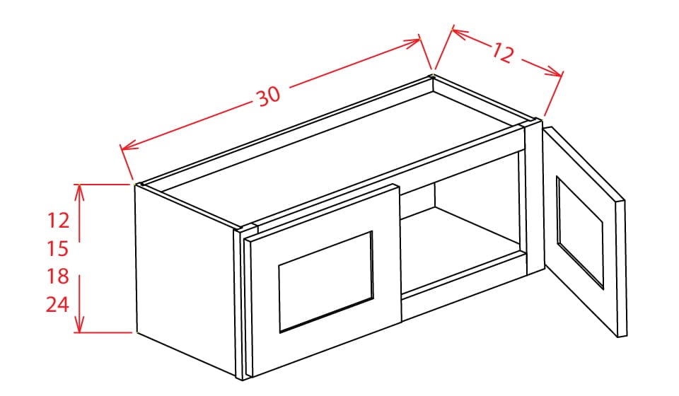 Timber Sand Wall Cabinet - 30"W X 18"H X 12"D