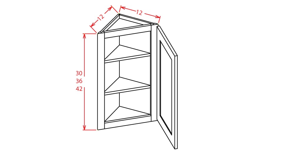 Timber Sand Angle Wall Cabinet - 12"W X 42"H X 12"D