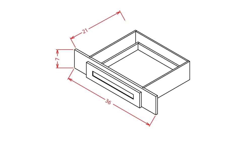 Timber Sand Knee Drawer - 36"W X 7"H X 21"D